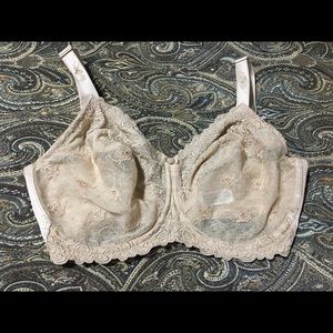 Wacoal 34DDD 85720 embroidered rose bra, nude